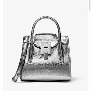 Bancroft Mini Crackled Metallic Leather Satchel